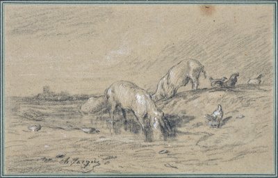 Herd of Pigs by Charles Emile Jacque