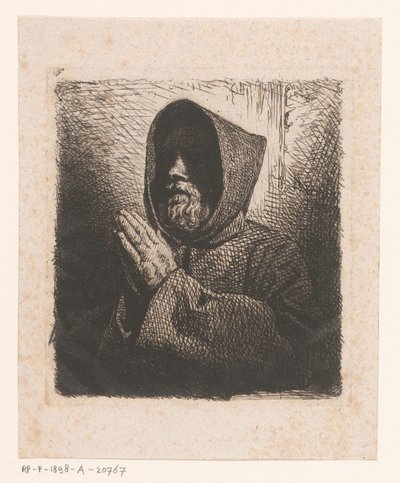 Head of a Praying Monk with Beard by Charles Emile Jacque