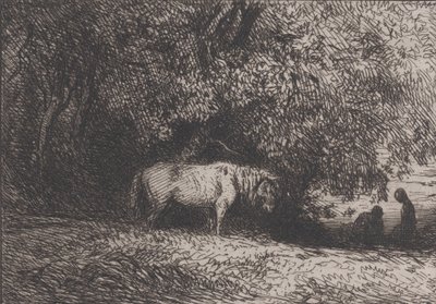 Horse Under a Tree Branch, 1846 by Charles Emile Jacque
