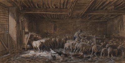 Interior of a Barn by Charles Emile Jacque