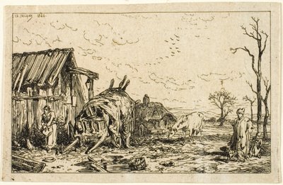Landscape with Unhitched Cart by Charles Emile Jacque