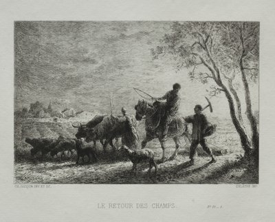 Returning from the Fields by Charles Emile Jacque