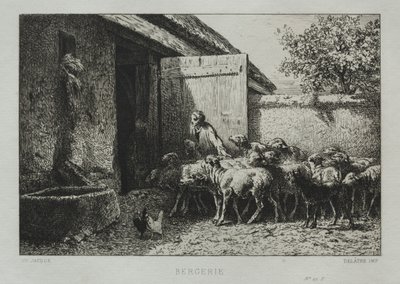 Sheepfold by Charles Emile Jacque