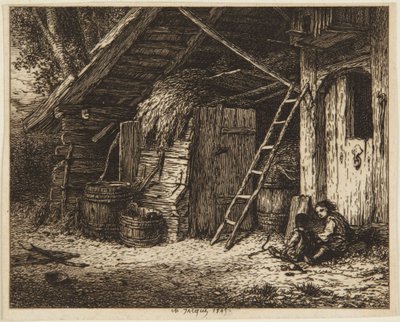 The Hen Coup - 1849 by Charles Emile Jacque
