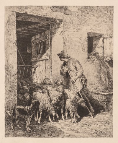 The Herd Exits (La Sortie du Troupeau) by Charles Emile Jacque