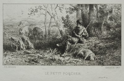 The Little Pig Herd by Charles Emile Jacque