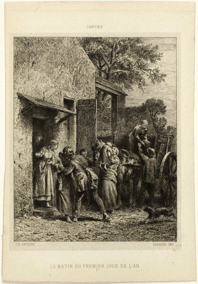 The Morning of the First Day of the Year by Charles Emile Jacque