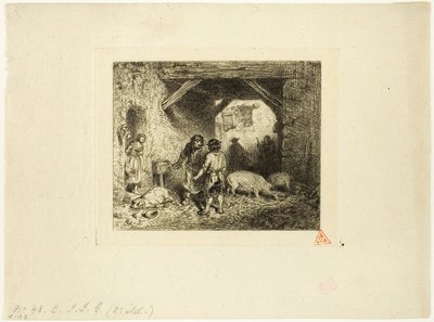 The Pig Slaughterers by Charles Emile Jacque