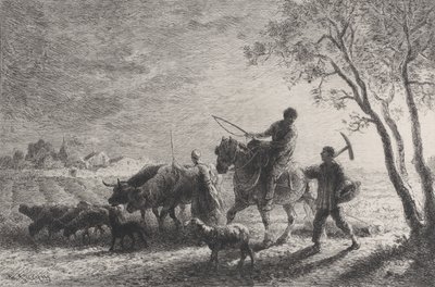 The Return from the Fields by Charles Emile Jacque