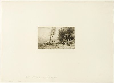Winter Landscape with Shepherdess by Charles Emile Jacque