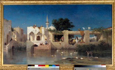 Cafe at Adalia, Turkish Dwellings Near Adalia in Turkey by Charles Émile de Tournemine