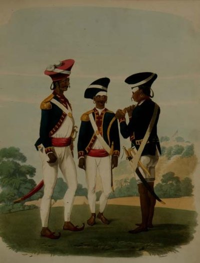 Officers and Private of the Gurcasear Corps, Madras, Plate 37 from 