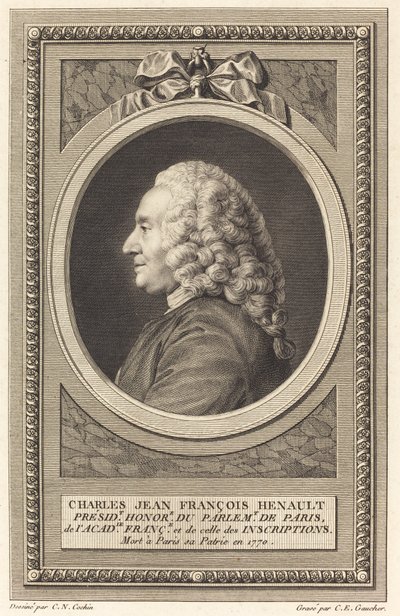 Charles Jean Francois Henault by Charles Etienne Gaucher after Charles Nicolas Cochin II