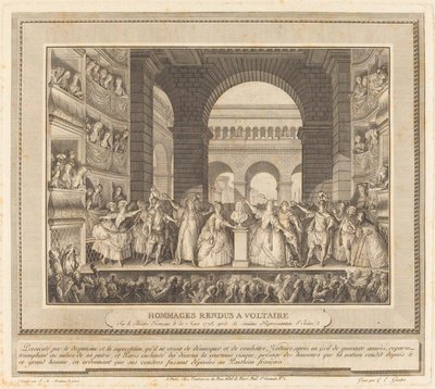 The Crowning of Voltaire by Charles Etienne Gaucher after Jean Michel Moreau