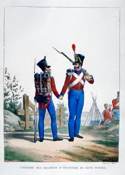 Uniform of a regiment of Swiss infantry, France, 1823 by Charles Etienne Pierre Motte
