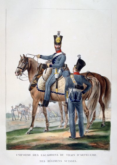 Uniform of a Squadron of Horse Artillery Train of a Swiss Regiment, France by Charles Etienne Pierre Motte