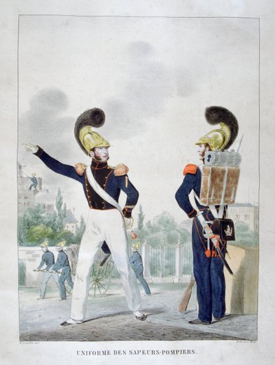 Uniform of military sapper-firemen, France, 1823 by Charles Etienne Pierre Motte