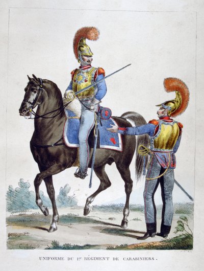 Uniform of the 1st Regiment of Carabiniers, France, 1823 by Charles Etienne Pierre Motte