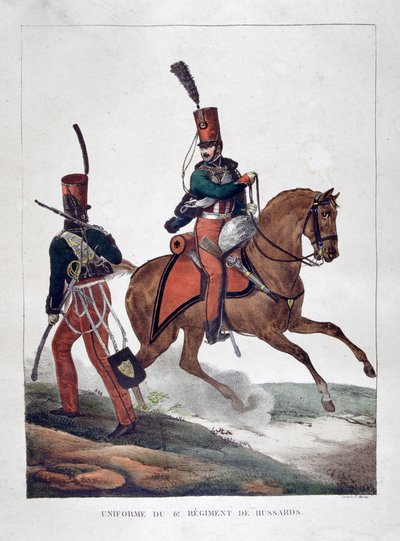 Uniforms of the 6th regiment of French hussars by Charles Etienne Pierre Motte