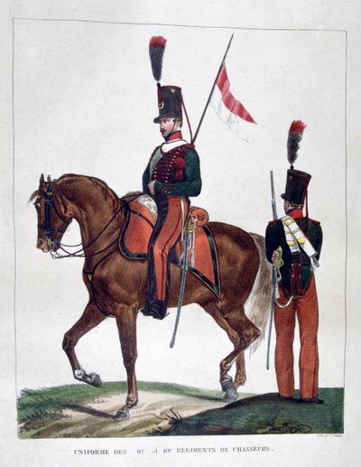 Uniforms of the mounted 9th and 10th chasseur regiment by Charles Etienne Pierre Motte