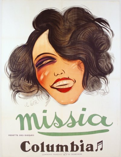 Columbia Records Poster Advertising the French Chanteuse, Missia, c.1935 by Charles Felix Gir