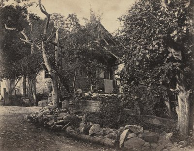 Rural Scene with Stone Building and Cross by Charles Fortunat Paul Casimir Perier