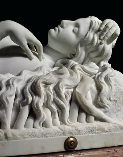 A life-size figure of Rhodopis on plinth by Charles Francis Fuller
