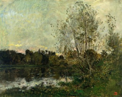 A Lake in the Woods at Dusk by Charles Francois Daubigny