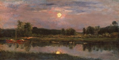 A Moonlit River Landscape, c.1855 by Charles Francois Daubigny