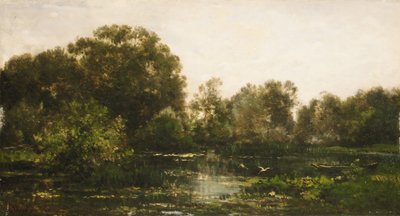 A River Landscape with Storks by Charles Francois Daubigny