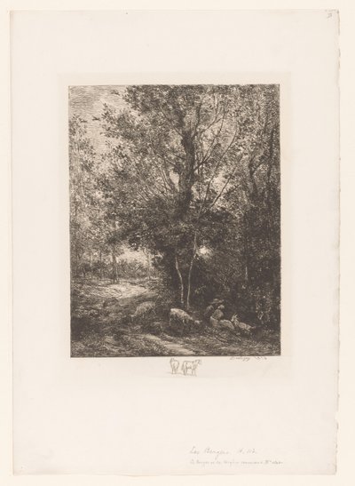 Forest with Resting Goat Herders by Charles Francois Daubigny