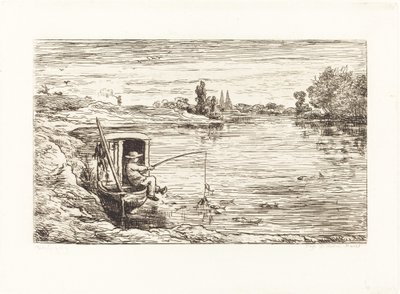 Cabin Boy Fishing by Charles Francois Daubigny