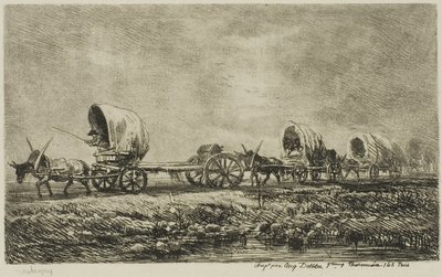 Covered Wagons (Souvenir of the Morvan) by Charles Francois Daubigny