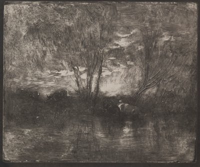Cows at a Watering Place by Charles Francois Daubigny