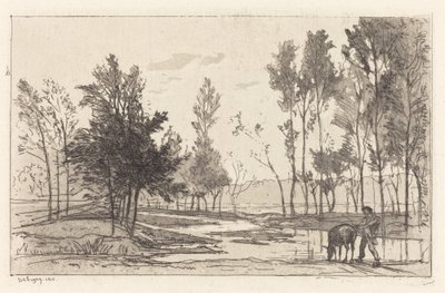 Donkey at a Watering Place by Charles Francois Daubigny