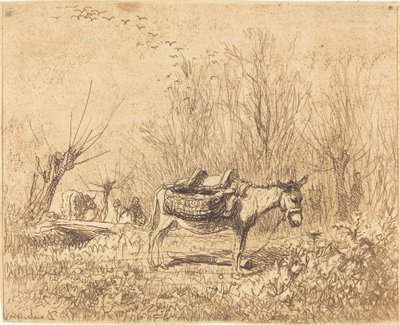 Donkey in a Field by Charles Francois Daubigny