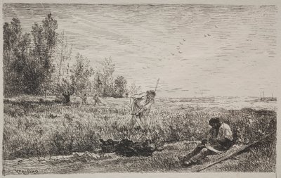 Hay-making by Charles Francois Daubigny