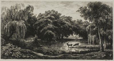Marsh with Stags by Charles Francois Daubigny