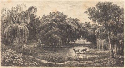 Pool with Deer by Charles Francois Daubigny