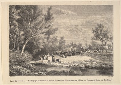 Landscape along the Shores of the River Oullins by Charles Francois Daubigny