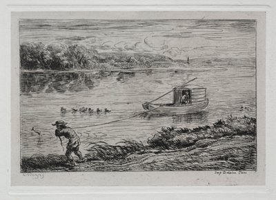 The Boat Trip: Cabin Boy Hauling the Tow-Rope or Hauling by Rope by Charles Francois Daubigny