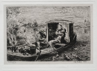 The Boat Trip: Guzzling or Lunch on the Boat by Charles Francois Daubigny