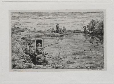 The Boat Trip: The Cabin Boy Fishing Line Fishing by Charles Francois Daubigny