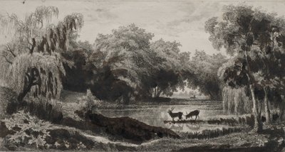 The Pool with Stags by Charles Francois Daubigny