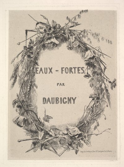 Wreath of Wildflowers, Title for Eaux-Fortes par Daubigny by Charles Francois Daubigny