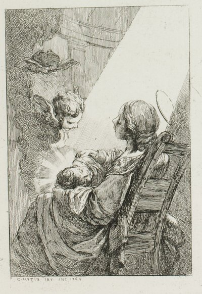 The Virgin Mary Cradling the Baby Jesus by Charles Francois Hutin