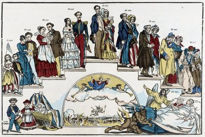 The Ages of Life - drawing by Pinot, late 19th century by Charles Francois Pinot