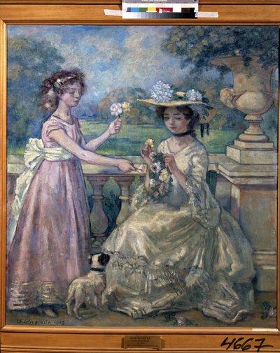 Two Girls on a Terrace by Charles Francois Prosper Guerin