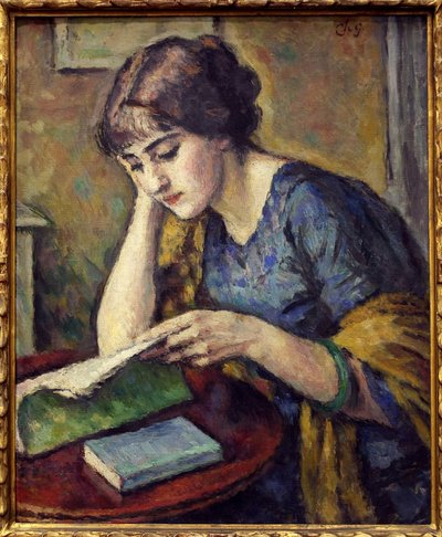 Reading. Painting by Charles Guerin (1875-1939), Oil on Canvas by Charles Guerin