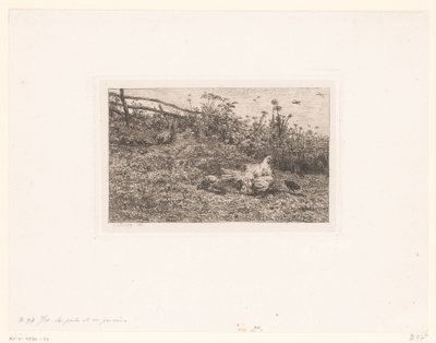 Hen with Chicks by Charles François Daubigny (attributed to)